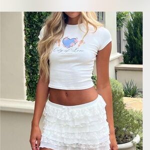 SOLD- DO NOT BUY Edikted White Lace Ruffle Skirt